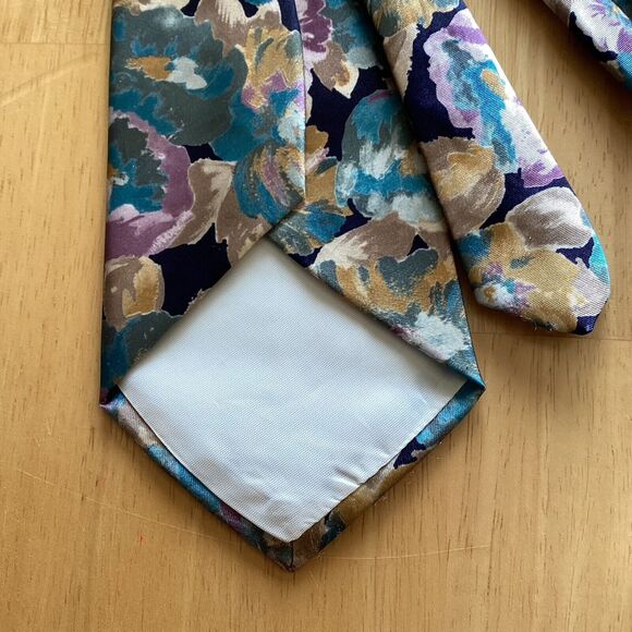 Christian Loren Mens Tie Black Floral 100% Silk Designer Floral Art Necktie - Picture 6 of 6